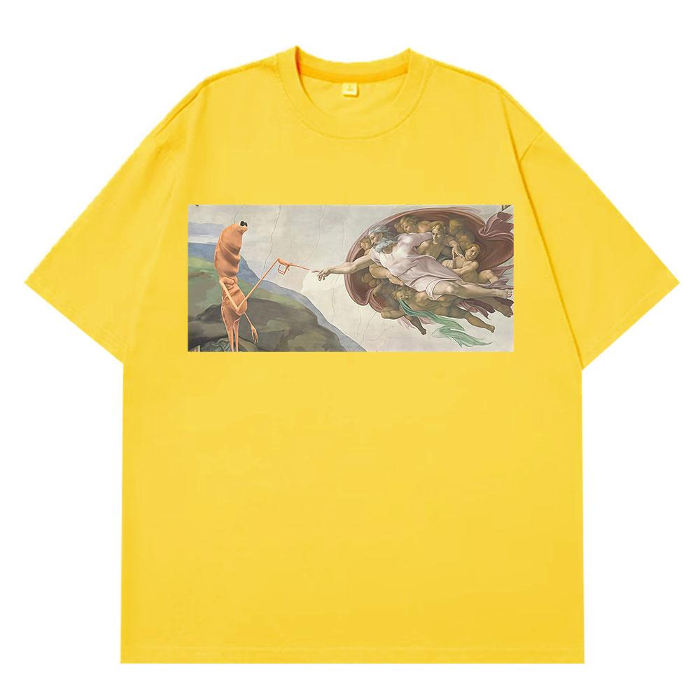 Funny Marcus The Worm Creation of Adam Funny Meme T Shirt Men Women Classic Fashion Tshirt Harajuku Cotton Hiphop Tshirts Top