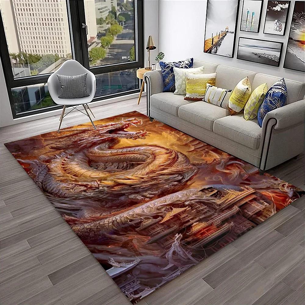 

Chinese Dragon Cartoon Area Rug Non-Slip Soft Carpet for Kids Room Bedroom Play Area Floor Mat Home Decor 60x90cm(23x35in)