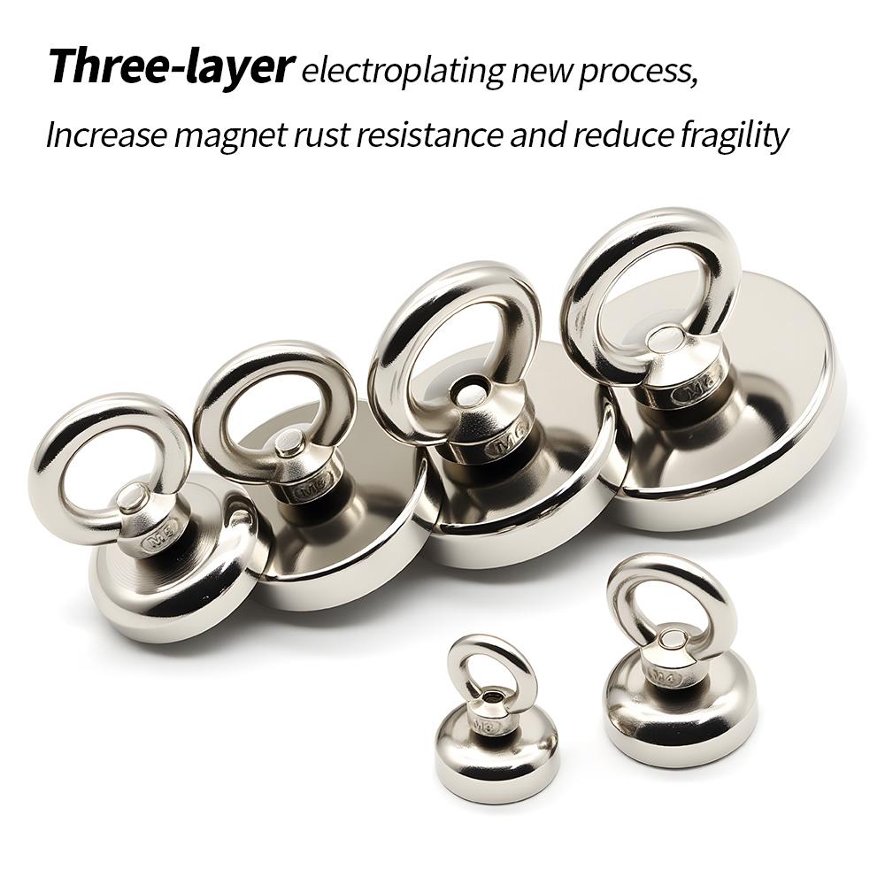 D16-D120mm Neodymium Fishing Hook N52 Heavy Duty Magnet Super Strong Neodymium Magnet  with Countersunk Hole Eyebolt