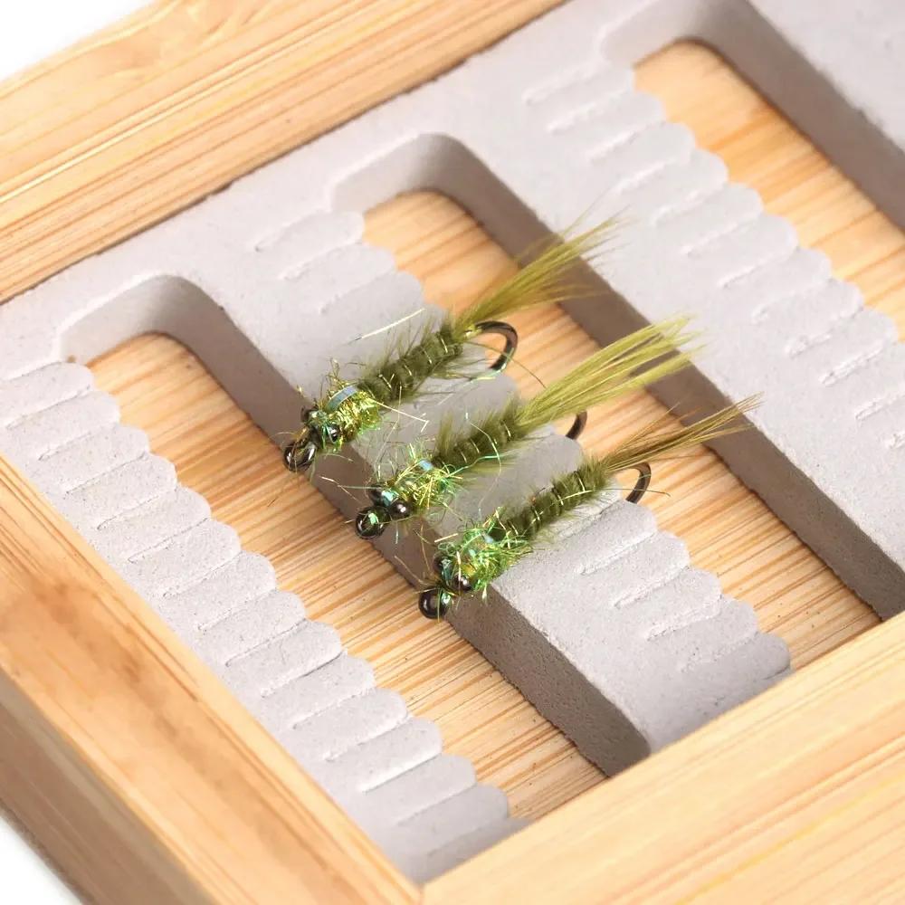 8PCS 12# Chainbead Eyes Flashback Marabou Damselfly Nymph Olive Hackle Nymphs