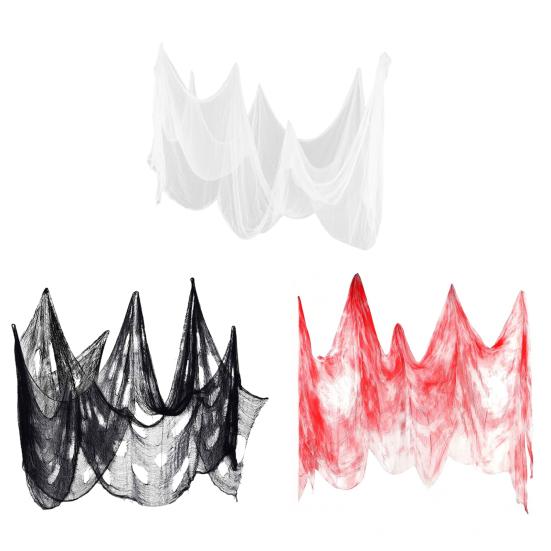 40" x 70" Halloweenská strašidelná látková dekorace Děsivá gáza s krví/černá/bílá Strašidelná látka