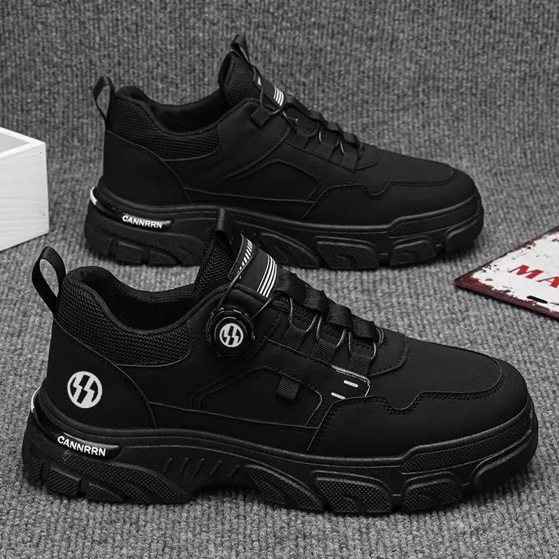 

Осенние мужские ботинки повседневные новые мужские короткие ботинки для альпинизма ретро вращающиеся кнопки высокие толстые подошвы спортивная обувь Zapatillas 44 чёрный