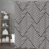 Black and White Stripe Interspersed Modern Shower Curtain, Bathroom Decorative Shower Curtain, Waterproof Shower Curtain with Ho