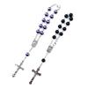 QIGO Car Rosary  One Decade Imitation Pearl Glass Beads Cross Pendant Bracelets For Men Women