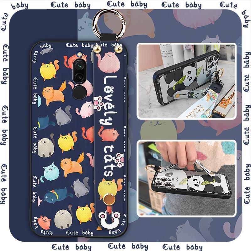 Kickstand Wrist Strap Phone Case For Xiaomi Redmi 8 Durable Waterproof Fashion Design Anti-dust Shockproof Soft case