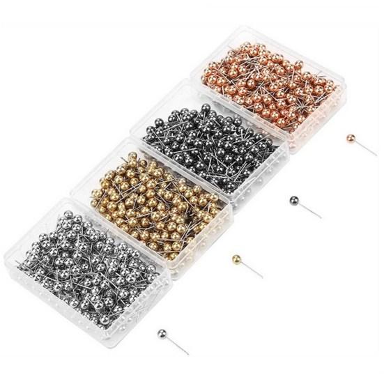 480/500Pcs Push Pin with Clear Plastic Box Metallic Color Round Ball Head Cork Bulletin Board Whiteboard Wall Map Photo Fixing Thumbtack Office