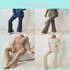 Polyester Strick Pullover und Hose Set mit Colorblock Muster für Freizeit Damen Herbst