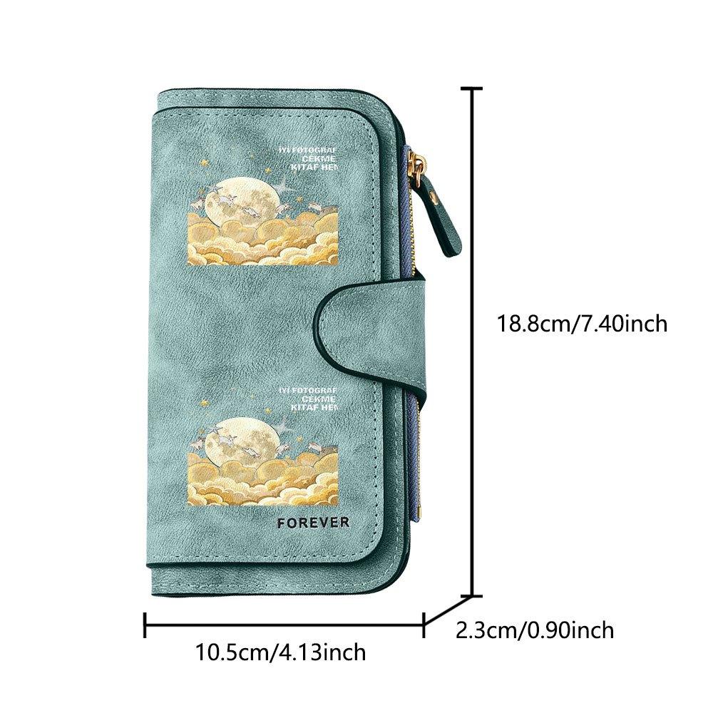 Moon Rabbit Starry Sky Long Zipper Wallet, Large Capacity Card Holder, Unisex Clutch Bag, Fashionable Zipper Coin Purse, Suitable for Daily Use, A