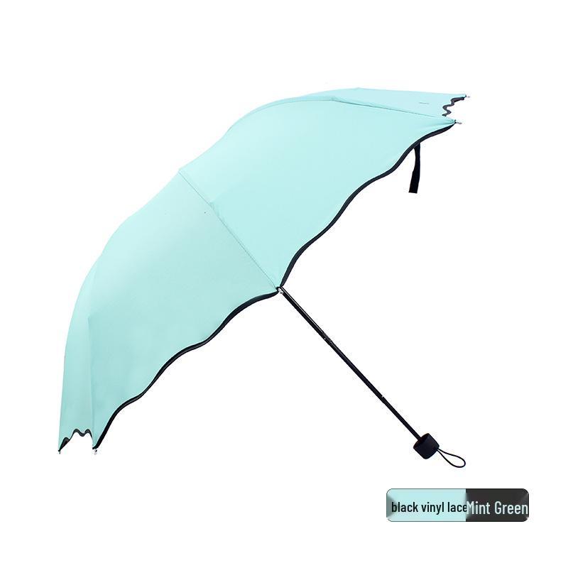 Černý lepidlový skládací slunečník a deštník pro dvojí použití s ochranou proti UV záření a logem