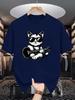 Unisexs Crew Neck T Shirt Hip Cat Sunglasses Play Guitar Rock Music Cartoon Graphic Short Sleeve Casual Cotton Street Tees