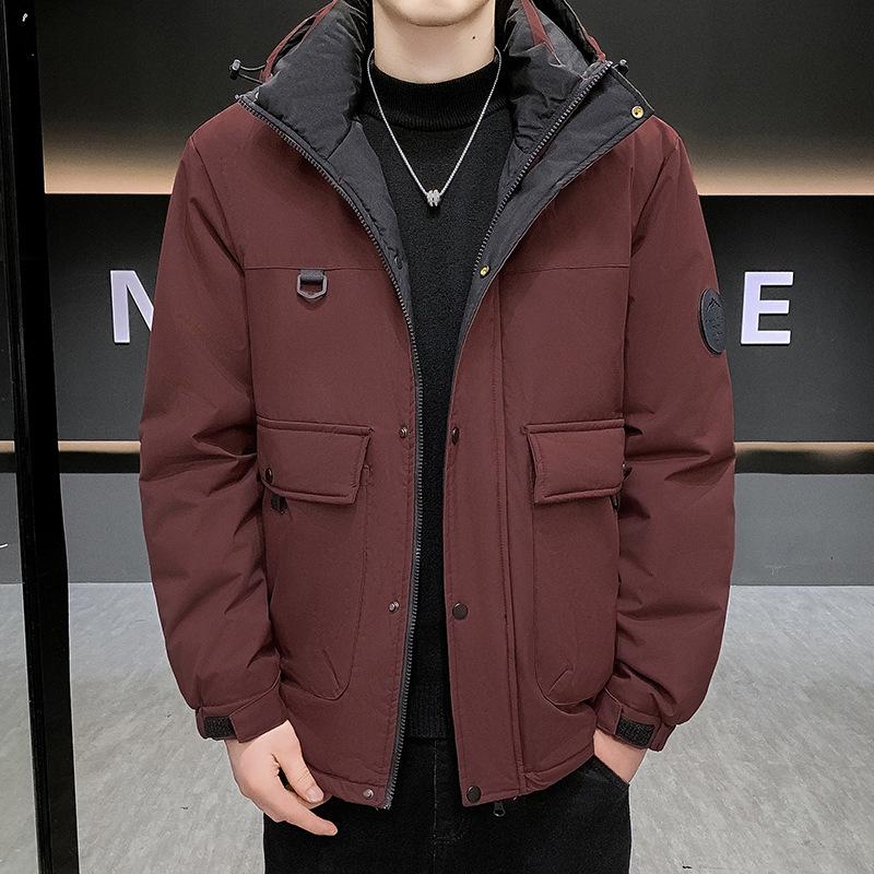 

Men s Padded Hooded Cotton Jacket - Youth Fashion for Autumn/Winter 2025 - Thickened for Warmth M червоний