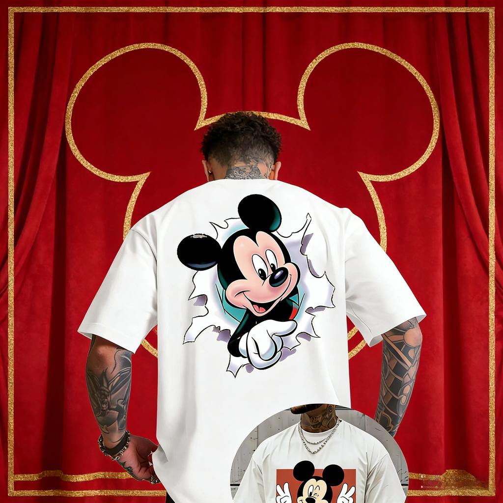 Summer Disney Mickey Mouse Cartoon Print Pattern Printed Pure Cotton Tshirt Fashionable Loose Casual Shortsleeved Unisplish