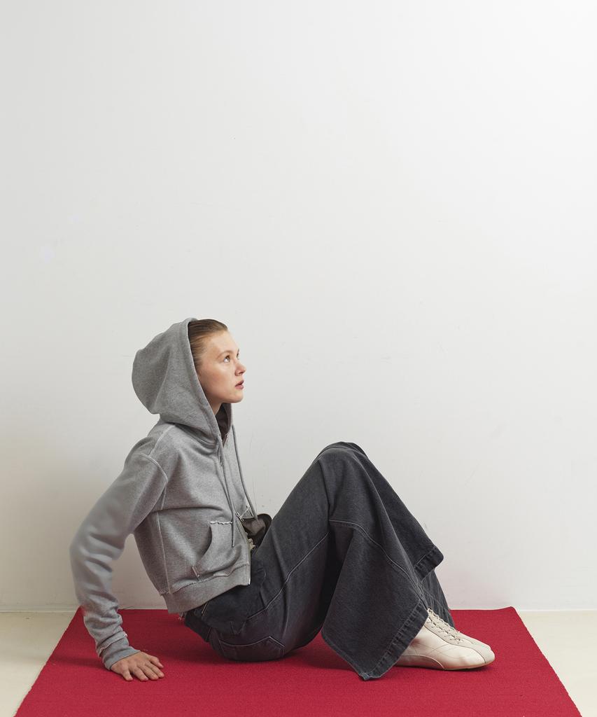 Aobteu Denim Long Skirt - Gray