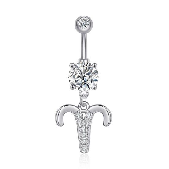 Anillo de ombligo antialérgico, superficie lisa, gran adherencia, exquisito, hueco, decorativo, doce constelaciones, piercing