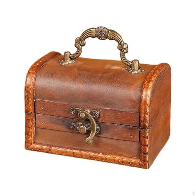 Antique Treasure Chest Box ,Handcrafted Piggy Bank with Lock Portable ,Jewelry Organizer