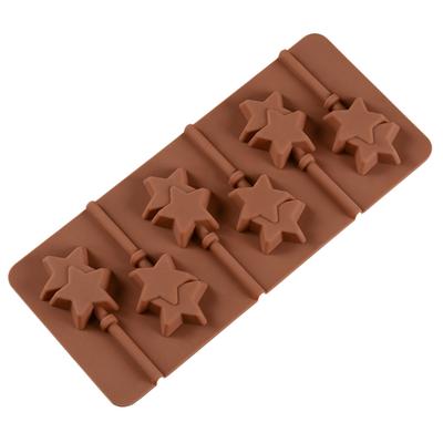6 Mulden Stern Lutscherform Schokolade Süßigkeiten Gelee Kuchen Cupcake Toppings Kekse Backform