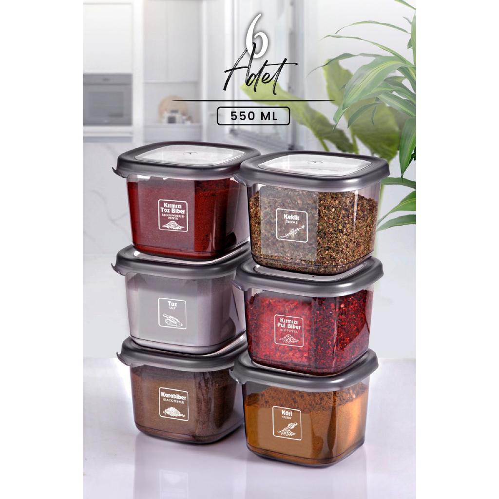 Boly Square Storage Container Set Of 6 Labeled 550ml