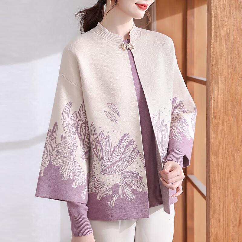 

Xue Xi Женский трикотажный костюм-двойка в новом китайском стиле с принтом L