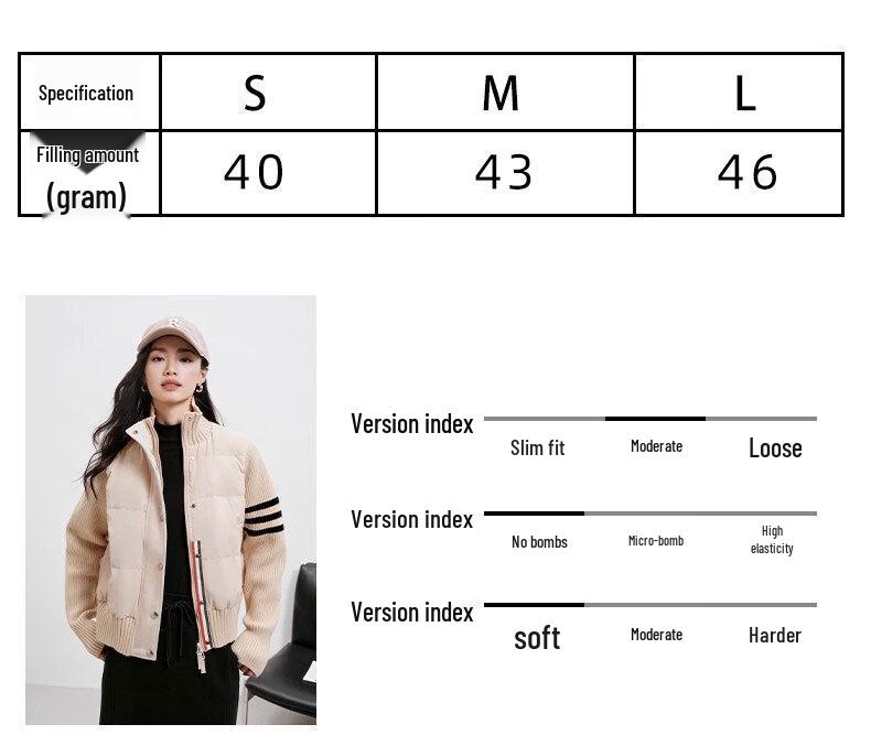 Mark Fairwhale Damen Kurze Strick Patchwork Stehkragen Daunenjacke