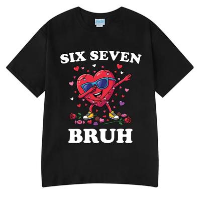Six Seven Bruh Funny Cartoon Number 67 Brainrot Meme T Shirts Unisexs Women Clothing Fashion Cotton Casual Short Sleeve Tshirts