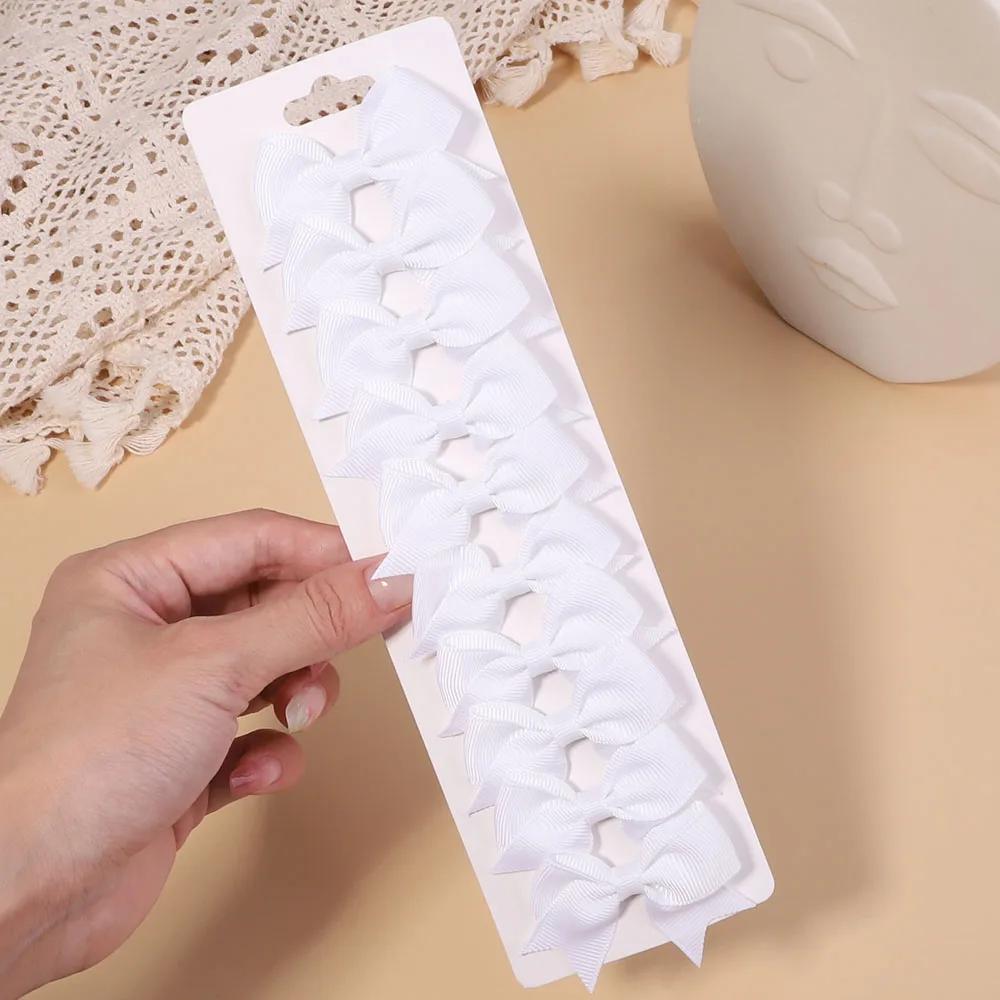 10Pcs/Set Solid Color Grosgrain Ribbon Hairpins for Kids Bows Hair Clips Boutique Handmade Headwear Girls Baby Hair Accessories