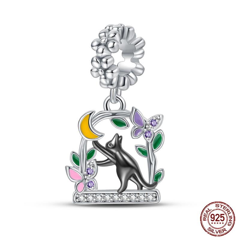 Copper Lovely Animal Cat Squirrel Penguin Heart Zircon Charms Beads Fit Qikaola Original Bracelets Fine Diy Jewelry