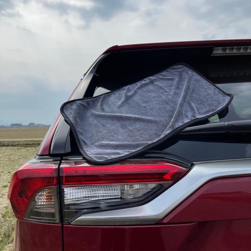 TARO WORKS Car Wash Super Absorbent Microfiber Dryer 600GSM Heavyweight 2 Medium Sheets Towel, Cloth, Gray, 30x50cm,