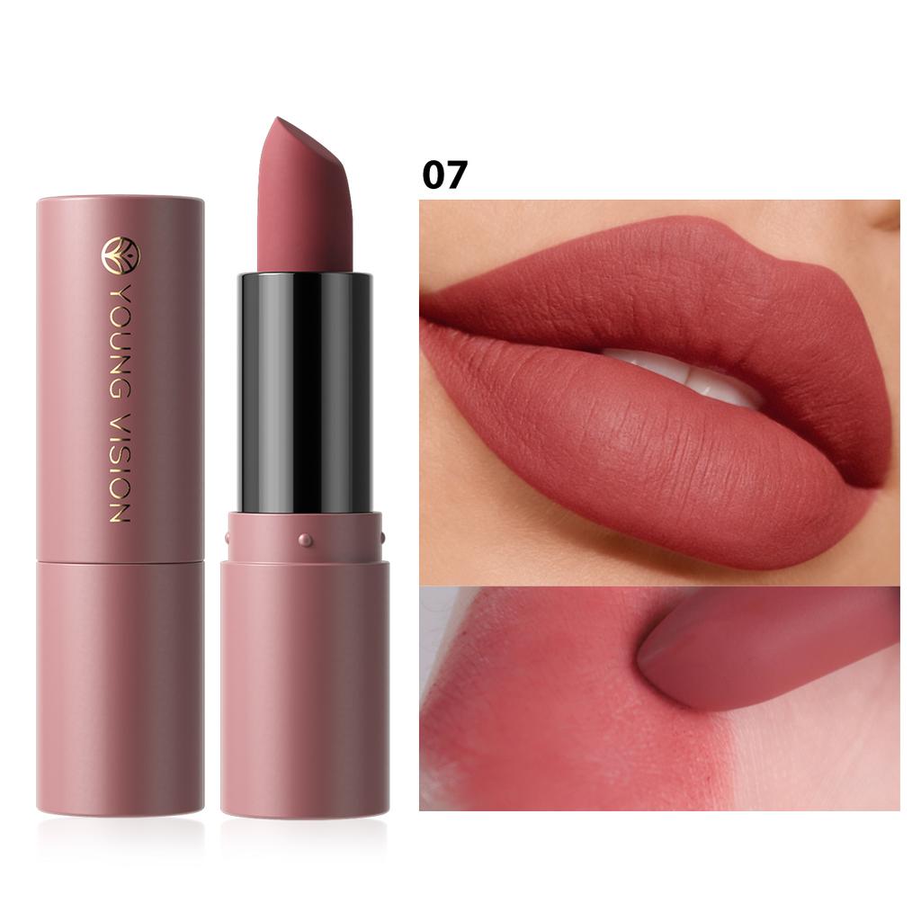 Sexy Nude Matte Lipstick Multi-functional for Lips and Cheeks Long Lasting Waterproof Smudge-proof Dual-purpose Makeup for Women