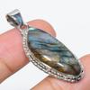 Natural Labradorite Gemstone 925 Solid Sterling Silver Gift Pendant 1.75" Y9s10