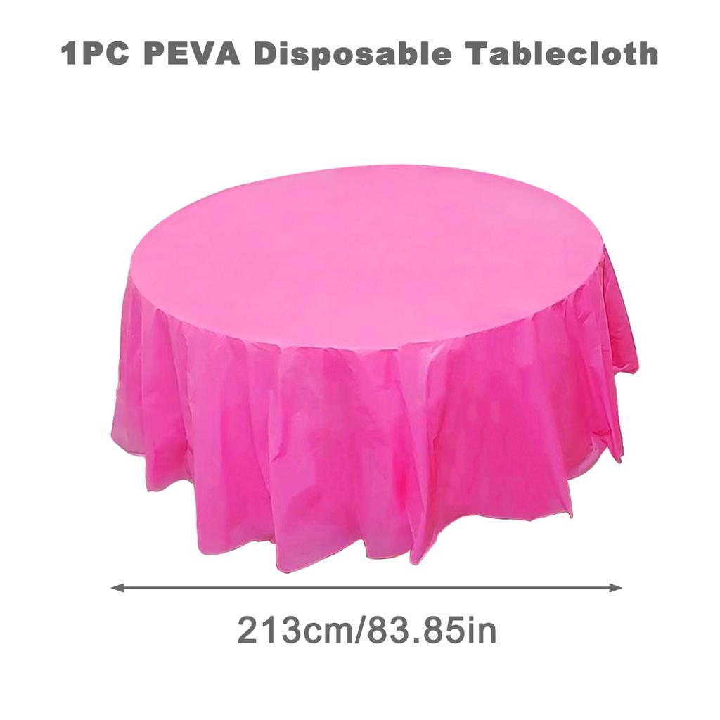 213cm Round Tablecloth Rose Red No Stitching Fabric Elegant Solid Table Cloth for Christmas Birthday Wedding Party Hotel Decor