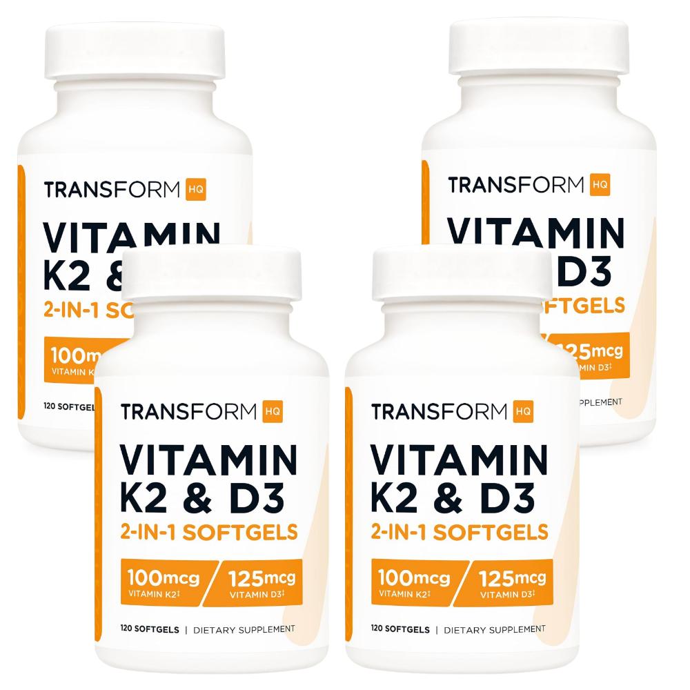 Transform HQ Vitamin D3 5000IU & K2 MK-7 100mcg 120 Tablets 4 Pcs