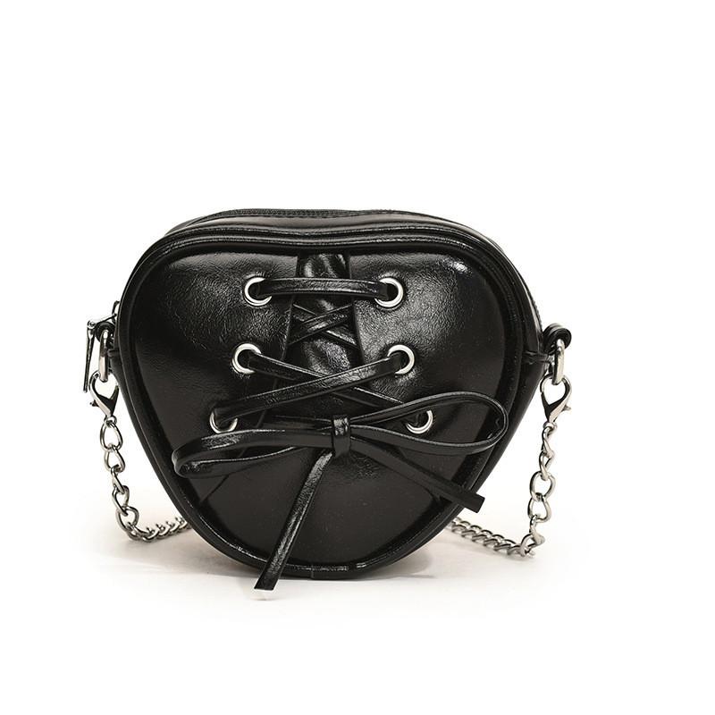 Stylish Children's Heart-shaped Chain Shoulder Bag For Boys And Girls With Breathable Pu Material