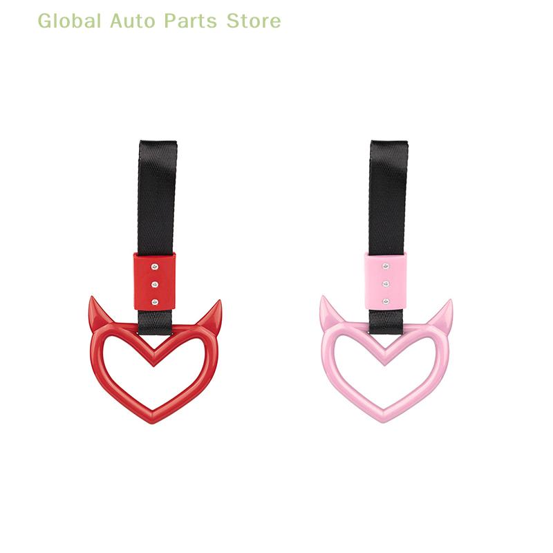 Correa de remolque colorida para automóvil, anillo Tsurikawa, corazón, JDM, correa para la mano para el asa del autobús, correa con dije de deriva, accesorios para automóviles