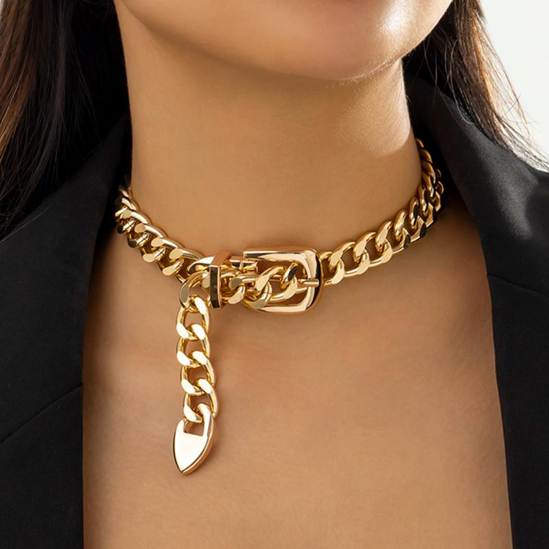 Choker Necklace for Women Punk Thick Chunky Clavicle Chain Grunge Jewelry Steampunk Accessories