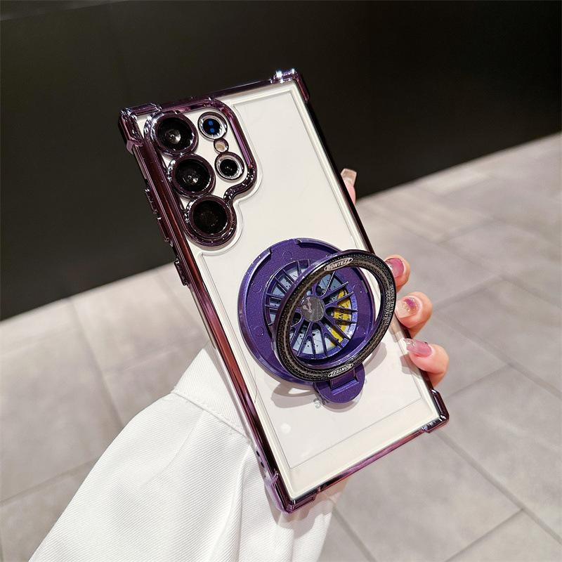 Applicable to Samsung S25Ultra decompression mobile phone case electroplating four corners anti-drop S23 + fingertip gyro magnetic suction bracket ca