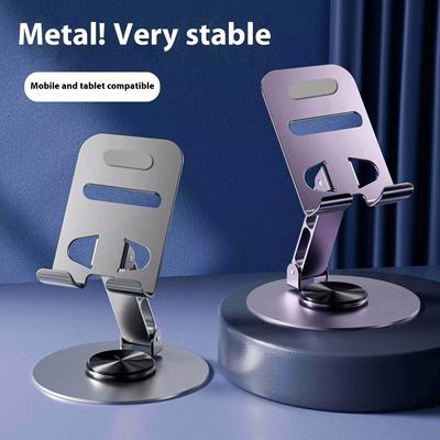 New Desktop Metal Phone Holder, Universal Folding Multifunctional Rotating Aluminum Alloy Holder for Mobile Phones and Tablets