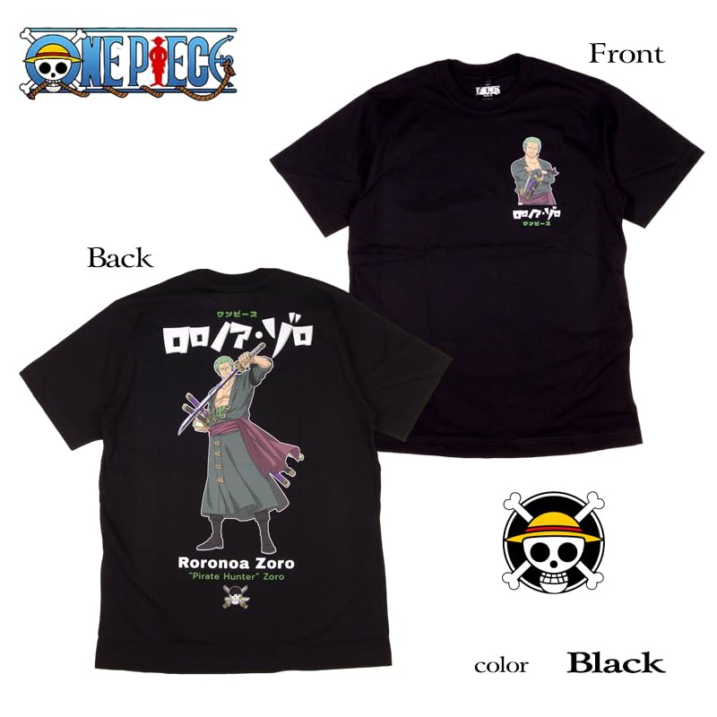 EVERSOUL ONE PIECE Short Straw Hat Character Size L T-Shirt, Sleeve, Zoro, Sanji, Luffy, Chopper, Nami, Pirates, Zoro, Merchandise, Anime, Men's,