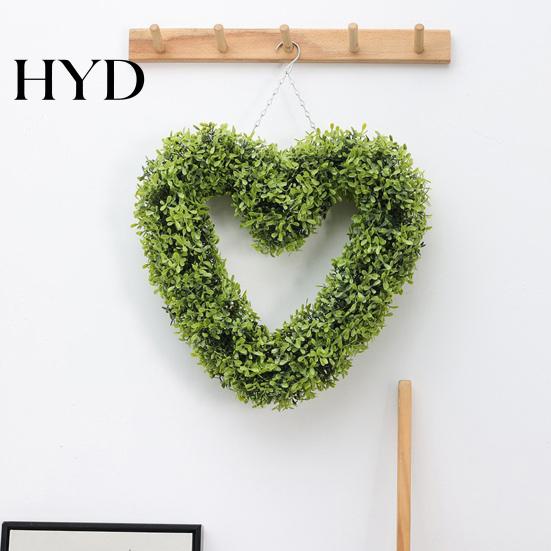 Artificial Hanging Plants Heart Wreath Fake Green Plant Decor for Wall Door Natural Look Garland Window Indoor Outdoor Use No Care Required Realistic