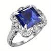 1Pc Fashionable Multi-functional Ring Set with Square Sapphire Synthetic Zircon