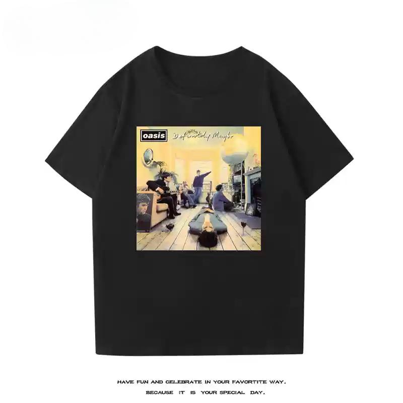 2024 Oasis Short Sleeve T-shirt Men's Spring/summer New Cotton Rock American Retro Rock Perimeter Casual Half Sleeve