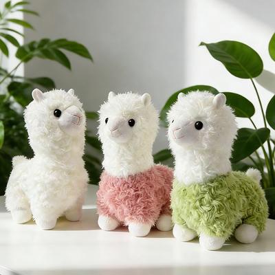 Kawaii Alpaca Plush Toy Cartoon Sheep Stuffed Animals Soft Doll Pink Green Alpaca Kids Children Hug Sleep Gift Home Office Decor