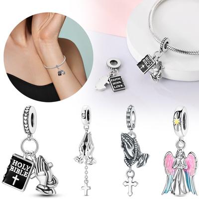Copper Colors Prayer Hand Pendant Copper Colors Charm Beads Fit Original Charms Bracelet Beads For Women Jewelry Making Gifts