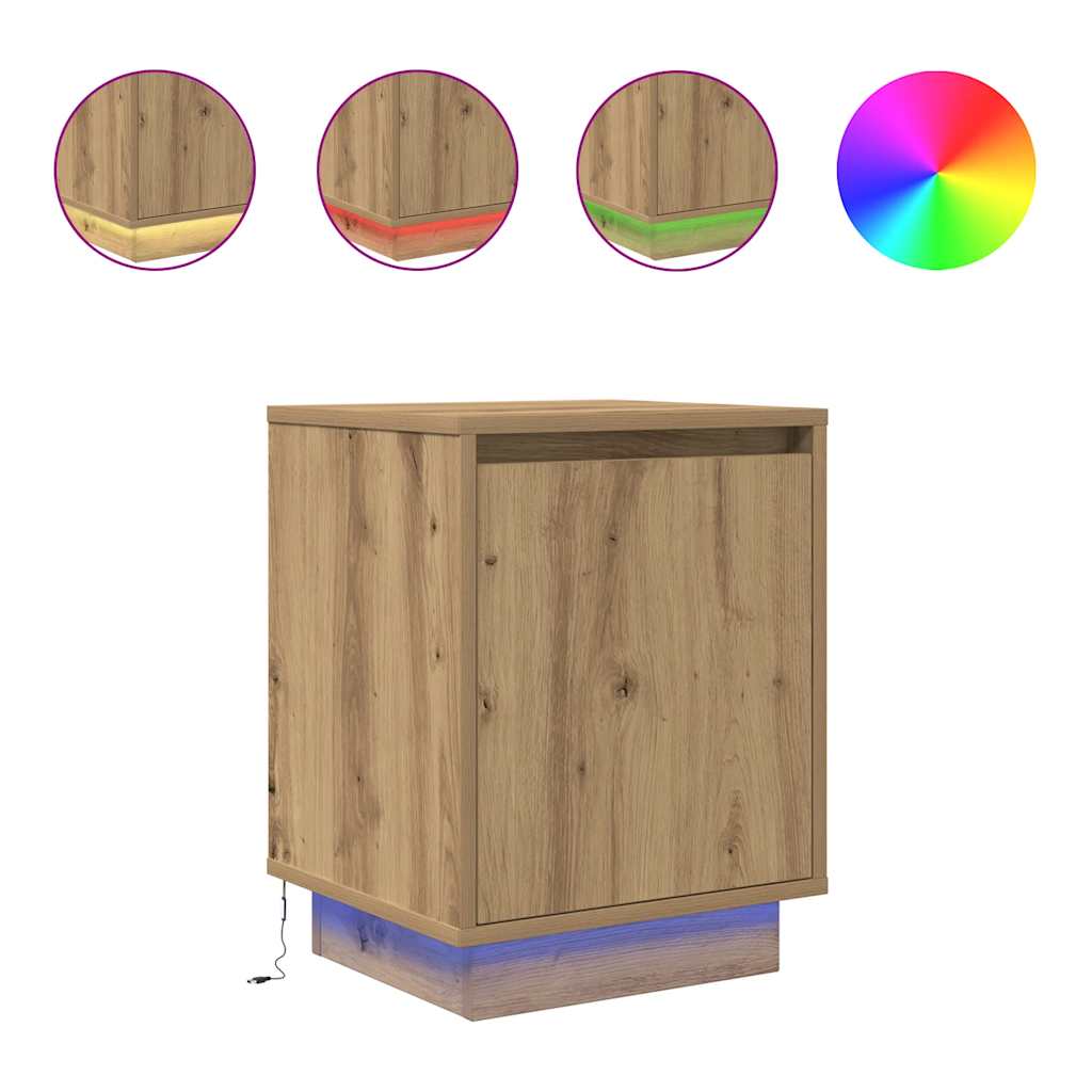 LED Nightstands 2 Pcs. Artisan Oak 38X34X50 Cm