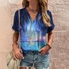 Novità T-shirt da donna, scollo a V, manica corta, estiva, moda casual, stampa t-shirt, abbigliamento retrò Harajuku, t-shirt da donna