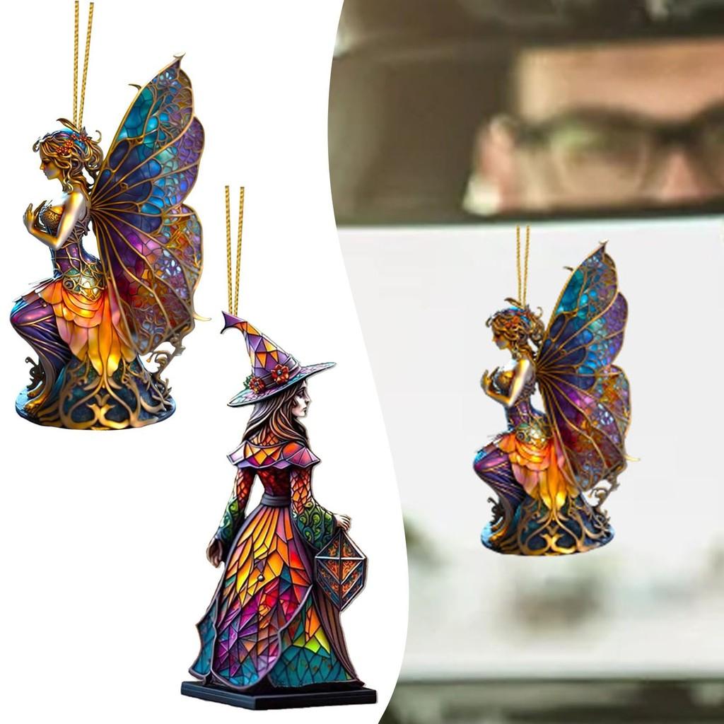 Chic Acrylic Witch Car Hanging Ornament Perfect For Halloween And Decor Christmas