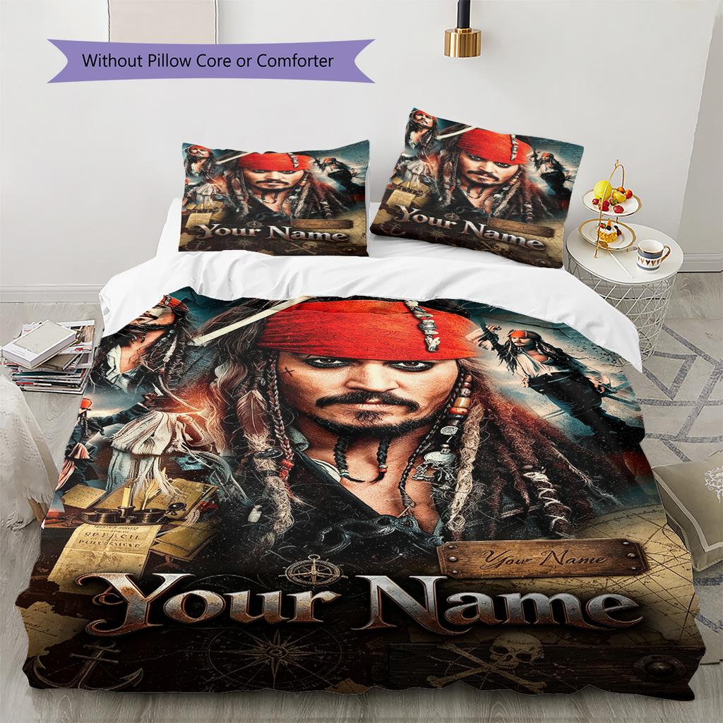 Name Custom Johnny Depp Pattern Bedding Set Quilt Cover Pillowcase Home Decor Gift (1 * Duvet Cover + 2 * Pillowcase, Without Core)