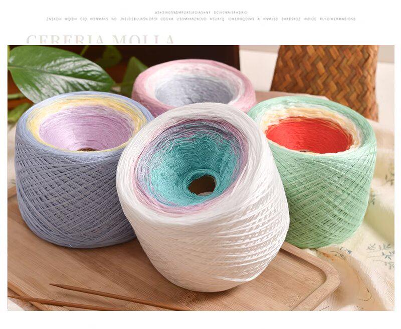 Gradient Mercerized Cotton Yarn for Handmade Knitting and Crochet - Ideal for Shawls, Scarves, Short-Sleeved Dresses, and More.
