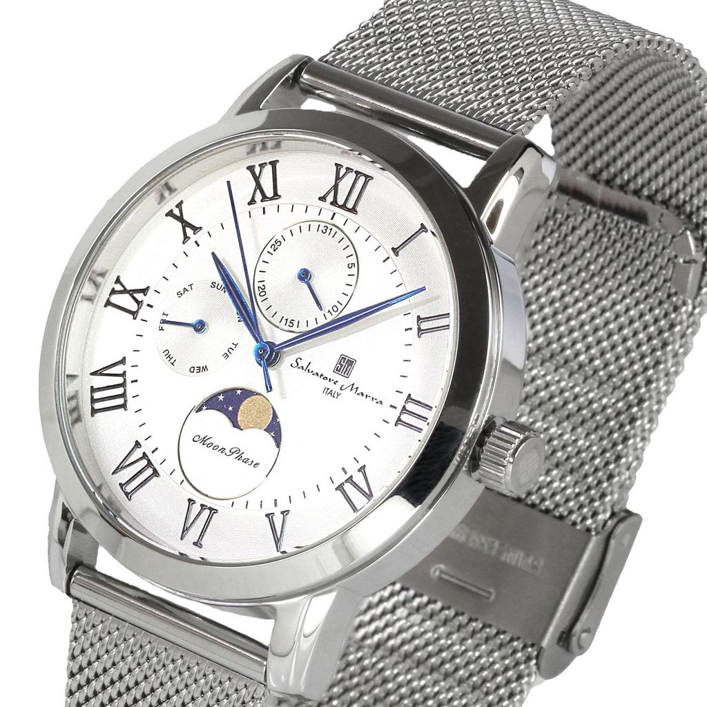 Moon 5 ATM Water Mesh Stainless Steel Limited [Salvatore Marra] Men's Watch, Phase, Multi-Calendar, Resistant, Business/Formal, Band, Edition,