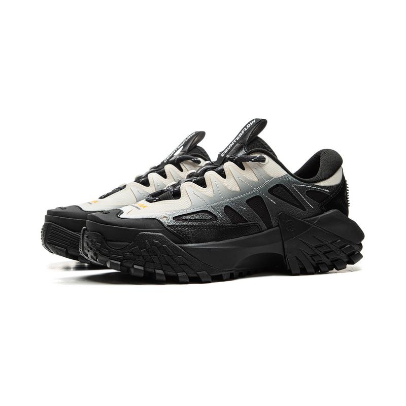 New LiNing CF Tracing Anti Slip Wear Resistant Low Top Outdoor Shoes Unisex Black White AHCU058-1