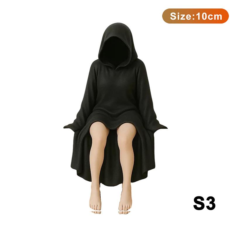 Mysterious Statue Gothic Death Black Robe Queen Figure Bookshelf Sculpture 3D Printed Spooky Sitting Statues Desktop Ornaments